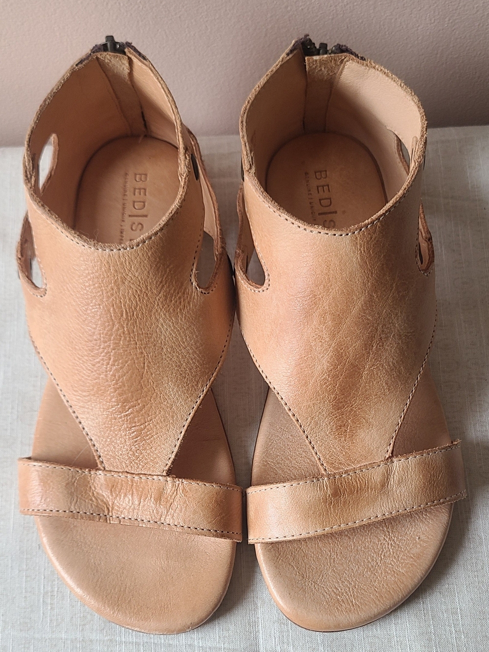 BED STU Tan Leather Cutout Sandals